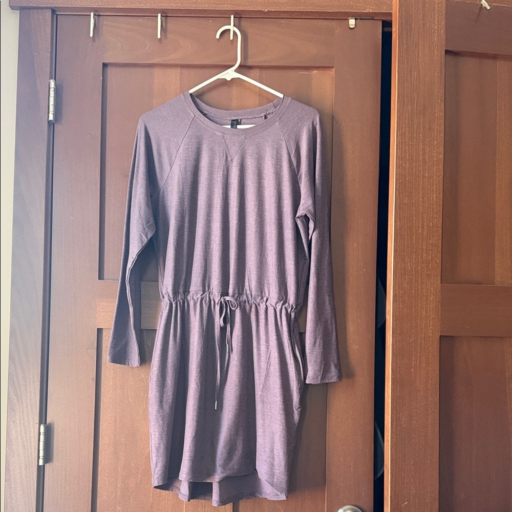 Kyodan Purple Long Sleeve Drawstring Waist Casual Dress